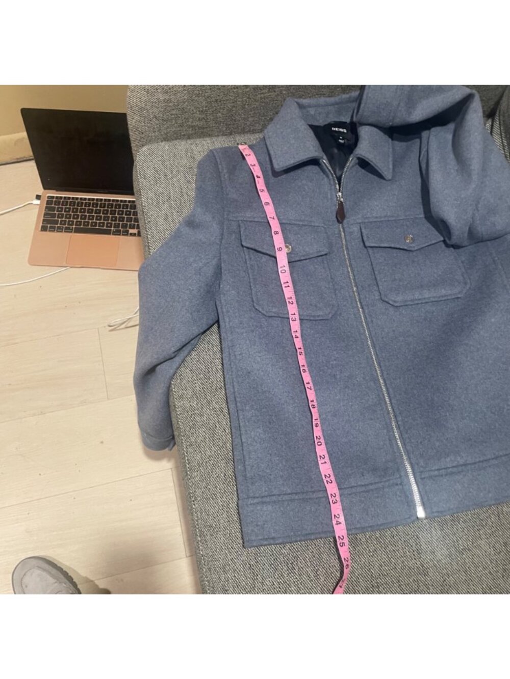 Reiss peridoe zip up trucker jacket in sky blue - Picture 12 of 12